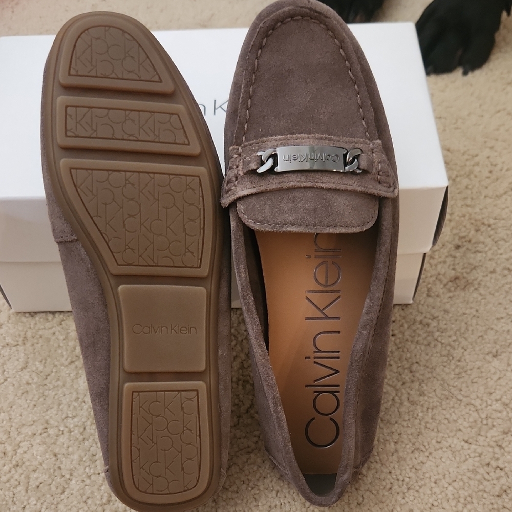 Calvin Klein Women's Suede Loafers - Brown - Picture 2 of 3